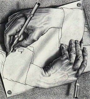 Drawing Hands (Desenhando Mãos) - Maurits Cornelis Escher