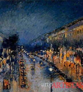 Boulevard Montmartre de Noite - Camille Pissarro